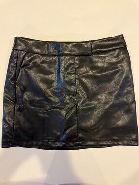 New with Tags: Faux Leather Mini Skirt with Built in Shorts, Size S